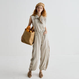 谜底连体裤女2025夏季新品通勤微宽肩设计宽松连体长裤252MK0540