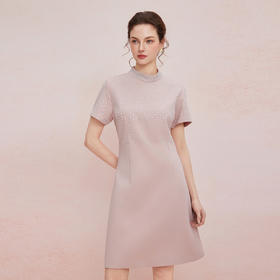 QF851斯尔丽2025新款宴会小礼服直身款显瘦显高精致烫钻小立领连衣裙