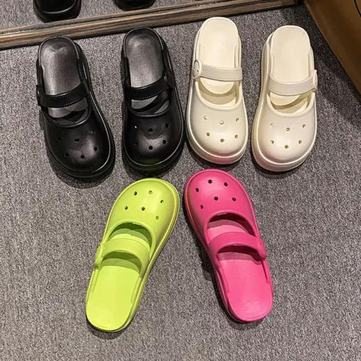 【氛围感十足】洞洞鞋厚底凉拖鞋女士夏季外穿室内居家少女心网红同款沙滩凉拖鞋。ry 商品图1