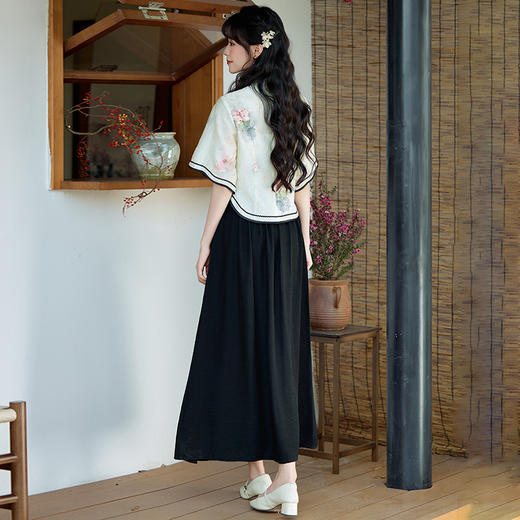 醋酸印花上衣，人棉绣花裙子文艺小清新旗袍套装BS2505 商品图2