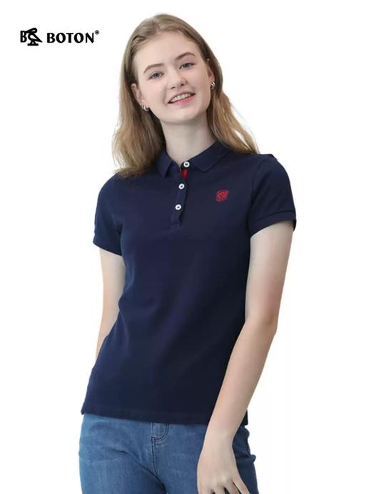 波顿女士夏季经典美式纯棉休闲修身polo衫短袖T恤LT207220 商品图2