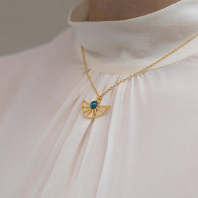 北京仓｜Joidart-CRIPTA-蓝绿色 扇形  Murano玻璃 项链［西班牙设计师］