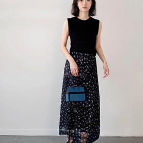 洛诗琳14255气质蕾丝拼接半裙2025夏季新款雪纺碎花半身裙25305