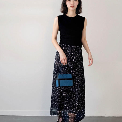 洛诗琳14255气质蕾丝拼接半裙2025夏季新款雪纺碎花半身裙25305 商品图0