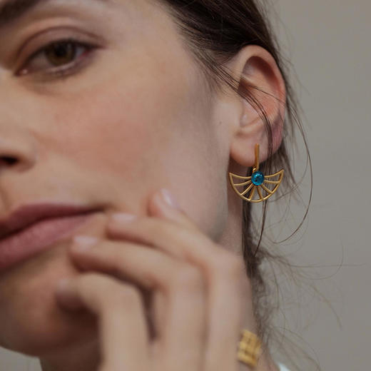 北京仓｜Joidart-CRIPTA-蓝绿色 扇形 Murano玻璃 耳环［西班牙设计师］ 商品图0