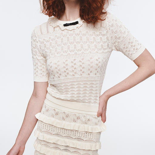 Herlian2025年春夏新品木耳边设计针织半袖 商品图3