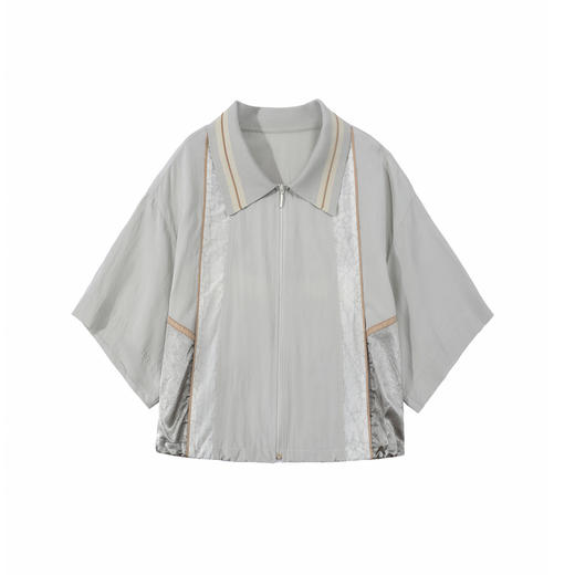 谜底外套短袖女2025夏季新品复古风拼接大廓形H型短外套252MW0608 商品图4