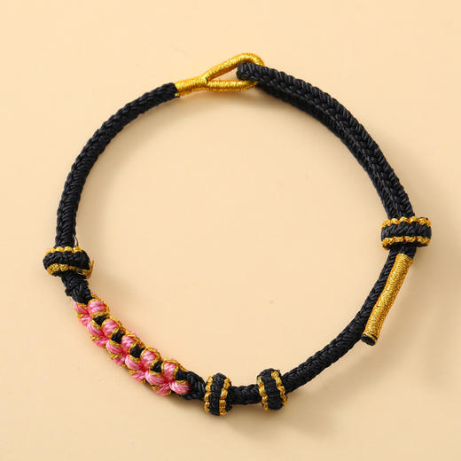 【端午节桃花结手绳】男女diy半成品 可穿珠配饰手链 十里桃花五彩手绳 商品图11