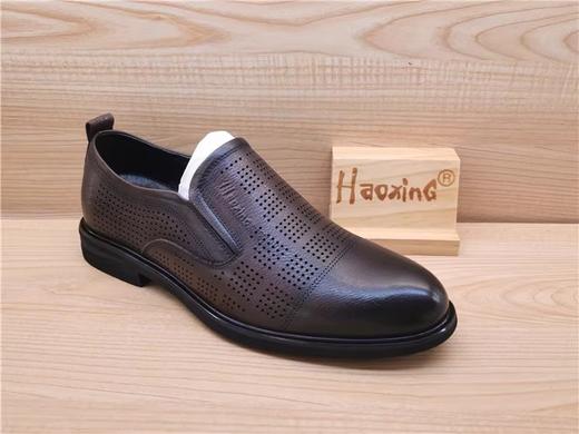 豪行夏款正品纯皮商务休闲舒适低跟冲孔透气男凉鞋13274836 商品图3