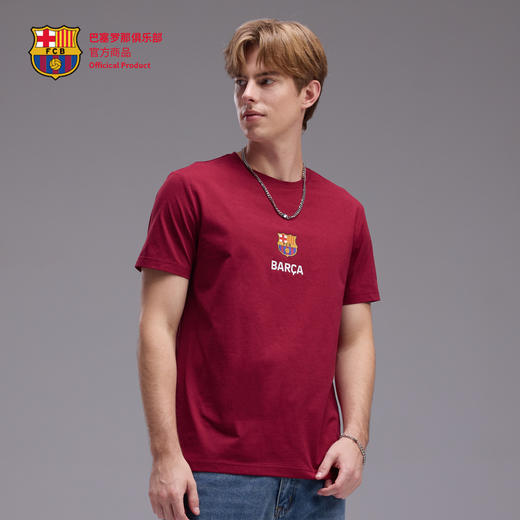 【官方正版】巴塞罗那俱乐部丨巴萨红色T恤简约队徽夏日运动透气短袖 商品图1