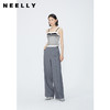 NEELLY纳俪商场同款夏季新款细肩带刺绣条纹拼色针织打底外穿背心N25054A04655 商品缩略图0
