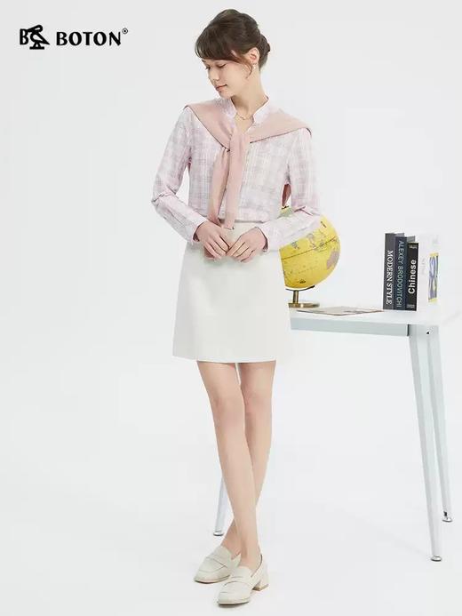 波顿女士春夏季香桃粉色格子美式休闲英伦风衬衫LS007124 商品图1