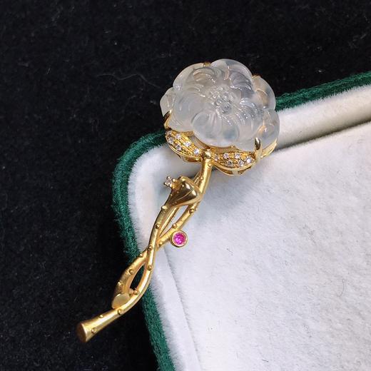 莲花翡翠胸针 商品图1