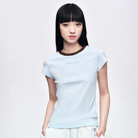 Herlian2025年夏季新品女士领口拼色字母LOGO TEE