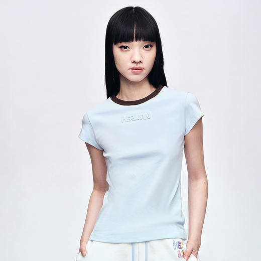 Herlian2025年夏季新品女士领口拼色字母LOGO TEE 商品图0