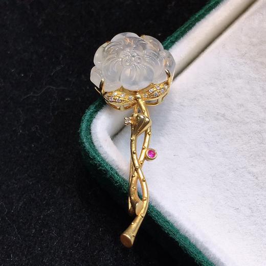 莲花翡翠胸针 商品图2