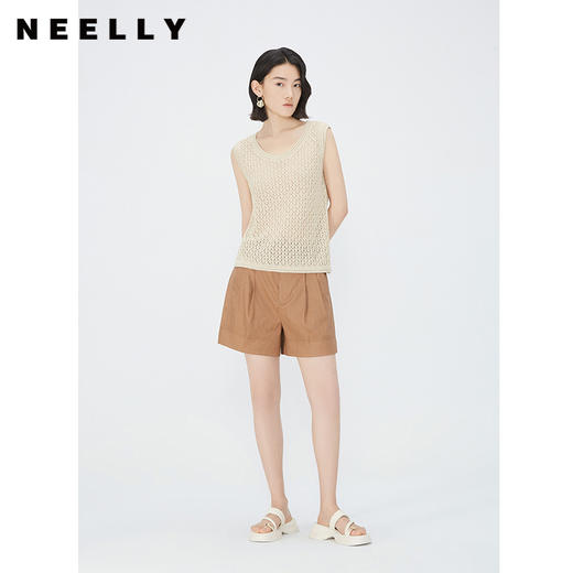 NEELLY纳俪商场同款夏季新款休闲宽松短裤女百搭简约透气休闲裤N25054H04607 商品图0