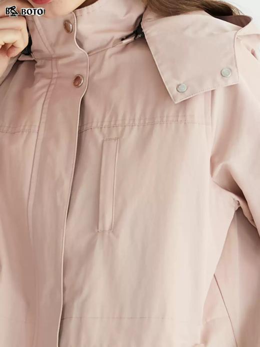 波顿女士春秋季中长款休闲英伦风粉色风衣外套LJ881122 商品图4