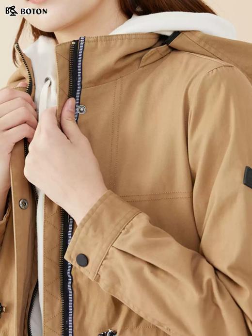 波顿女士春秋季季甩帽夹克中长款休闲防风外套LJ835123 商品图3