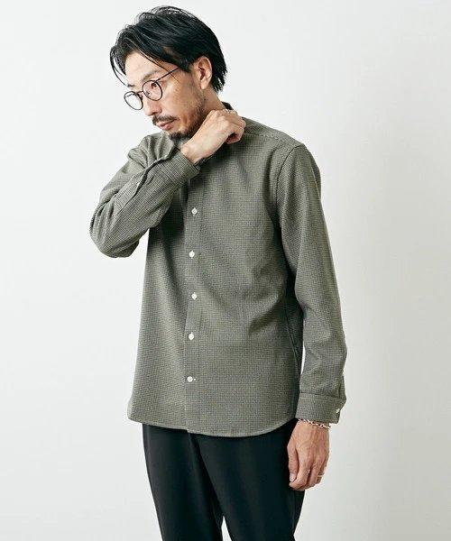 MEN'S MELROSE 男士 经典日系格纹带领衬衫 休闲长袖衬衣 商品图7