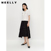 NEELLY纳俪商场同款夏新款松紧腰半身裙女不规则黑色中长款A字裙N25054E04640 商品缩略图0
