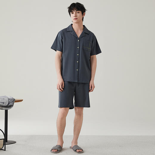 I'd爱帝男士短袖套夏季薄款透气纯棉家居服套装 商品图9