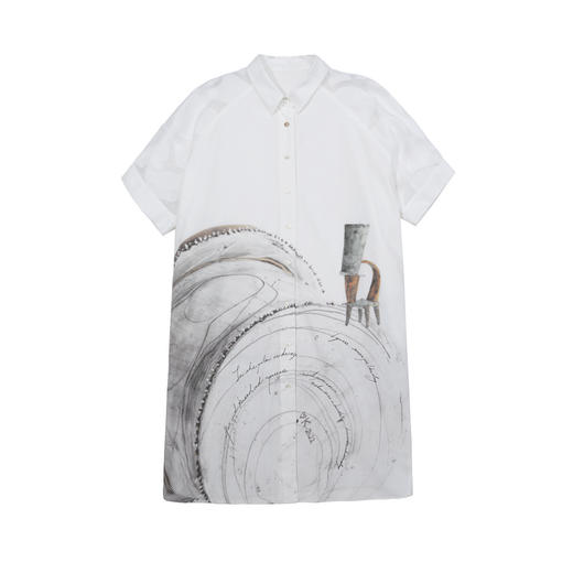 谜底连衣裙分袖女2025夏季新品复古风通勤宽松H型衬衫裙252ML0634 商品图4