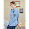 两三事 柠海电波 2025夏季新款文艺风刺绣绑带条纹衬衫女宽松衬衣 商品缩略图2