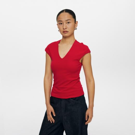 oneupV领修身短袖上衣 商品图3