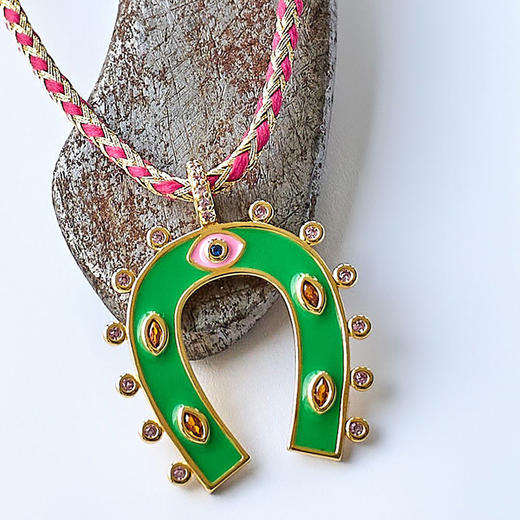 订购6周到｜MYA-BAY-HORSESHOE-绿色 珐琅 马蹄铁 项链［比利时设计师］ 商品图3