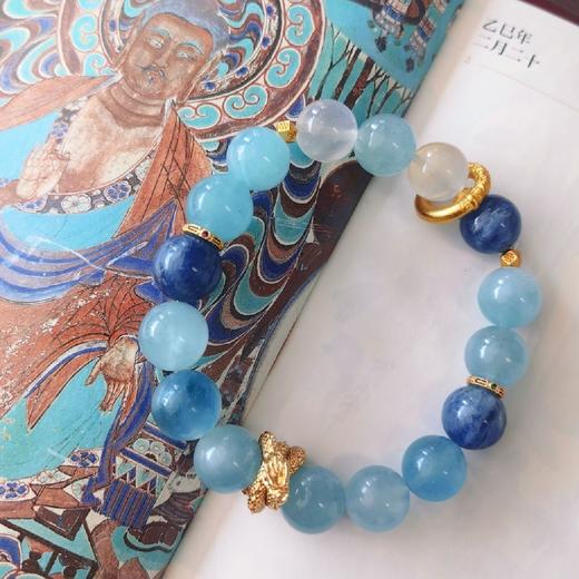 「 有龙则灵 」海蓝宝月光石手串 男女同款 新中式礼物 商品图2