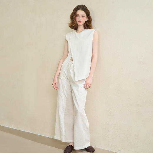 【舒适棉麻面料】文艺气质压褶直筒裤女夏季宽松阔腿裤V1150687 商品图3