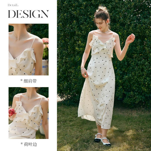 OLrain欧芮儿吊带连衣裙女夏季2025年新款浪漫优雅印花收腰长裙 商品图1