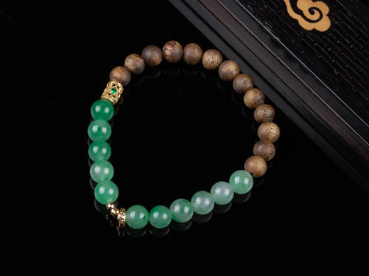 XY0268沉香+非洲翠925银手串 商品图4