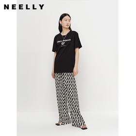 NEELLY纳俪商场同款夏季新款个性休闲裤女百搭薄款宽松垂感阔腿裤N25054H04637