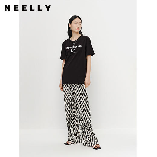 NEELLY纳俪商场同款夏季新款个性休闲裤女百搭薄款宽松垂感阔腿裤N25054H04637 商品图0