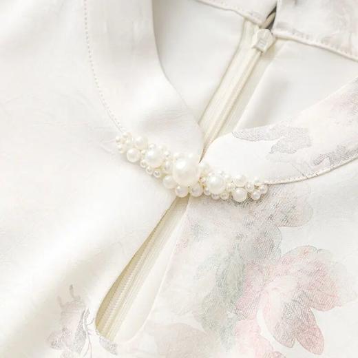 【高货wl】全新升级【铂金会员321/天猫429/差价108】(01540) 洛诗琳新中式国风印花凉感珍珠盘扣立领连衣裙旗袍长裙 商品图2