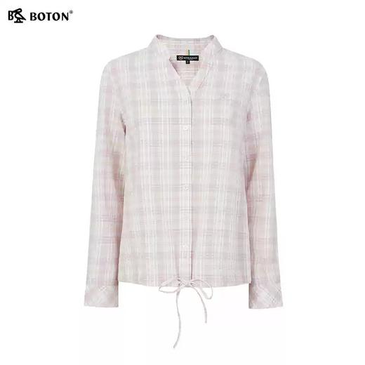 波顿女士春夏季香桃粉色格子美式休闲英伦风衬衫LS007124 商品图4