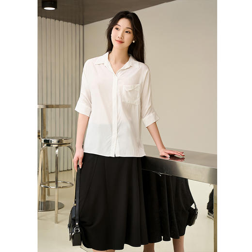 NEELLY纳俪商场同款夏新款高腰黑色显瘦赫本风半身裙女百搭A字裙N25054C04654 商品图1