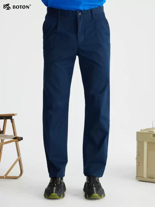 【棉弹舒适】波顿男士春秋季薄款宽松直筒宝蓝色休闲长裤ME805122 商品图1