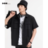 HIM漢崇  经典方领黑色短袖衬衫男士休闲斯文工装款衬衣 2026夏季 商品缩略图0