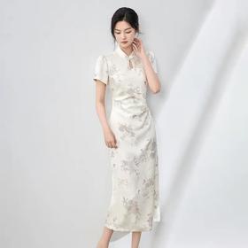 【高货wl】全新升级【铂金会员321/天猫429/差价108】(01540) 洛诗琳新中式国风印花凉感珍珠盘扣立领连衣裙旗袍长裙