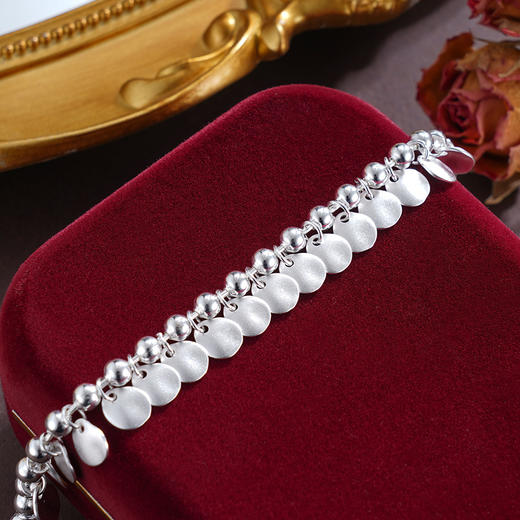 子佩集S925银【清波荡漾】手链【SL819】纯银磨砂圆片2504 商品图2