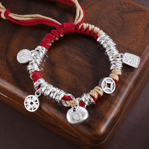 子佩集S925银【喜事连连】手链【SL00745】纯银钱串腰缠万贯招财纳福盘缠盘缠2504 商品图8