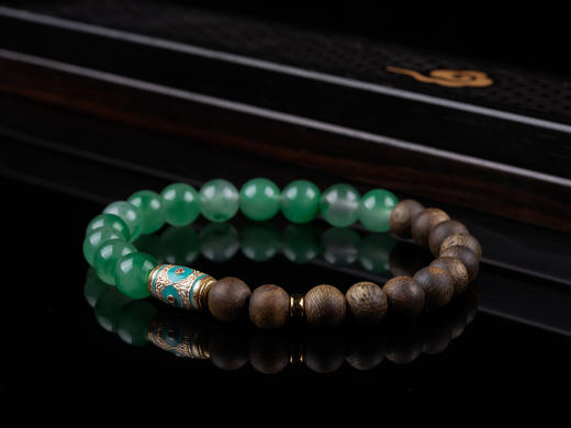 xy0269沉香+非洲翠925银手串 商品图4