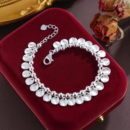 子佩集S925银【清波荡漾】手链【SL819】纯银磨砂圆片2504 商品图1