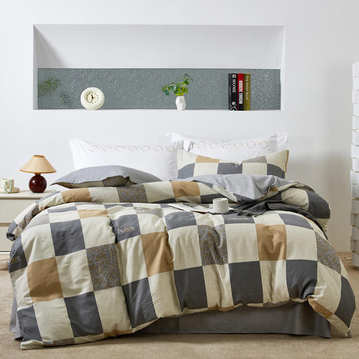 利路米特惠款全棉印花四件套 四季可用格子时光 商品图3