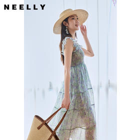 NEELLY纳俪商场同款夏新款法式碎花吊带连衣裙女收腰甜美减龄长裙N25054Y04610