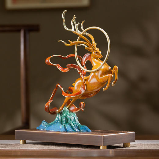 朱炳仁铜 鹿王金鸿 客厅鹿摆件玄关书房装饰礼品 商品图4