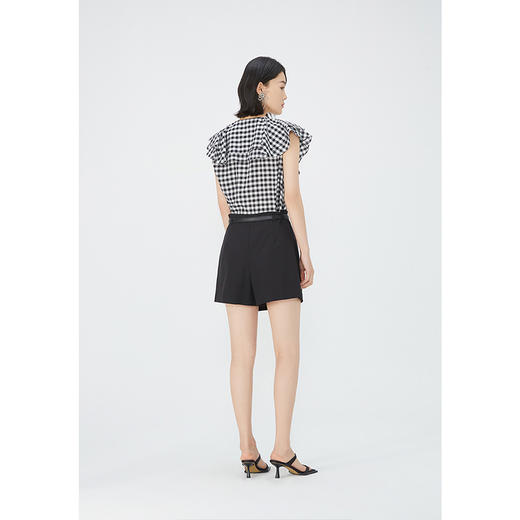 NEELLY纳俪商场同款夏新款V领荷叶边无袖衬衫女通勤经典时尚上衣N25054R04621 商品图3